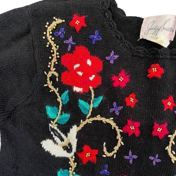 Vintage Jaclyn Smith Christmas Sweater Metallic Embroidered Beaded Women's M - Picture 6 of 11